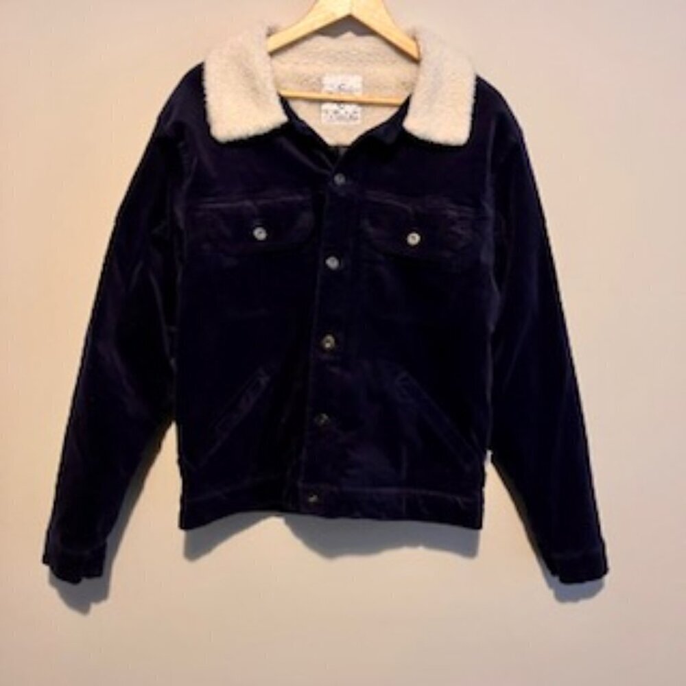Cold Culture dark blue corduroy lined jacket w/Sherpa collar size XL